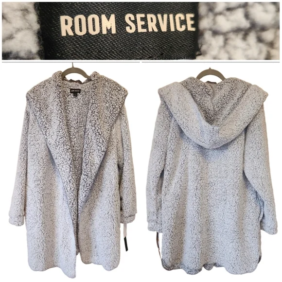 ROOM SERVICE ULTRA SOFT COZY CARDIGAN ROBE LOUNGEWEAR GRAY SMALL MEDIUM NWT - Picture 7 of 11
